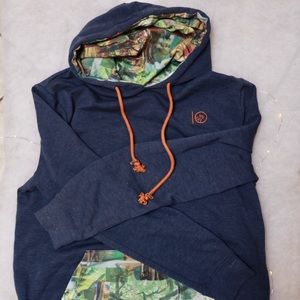 Tentree blue sweatshirt with nature accents
